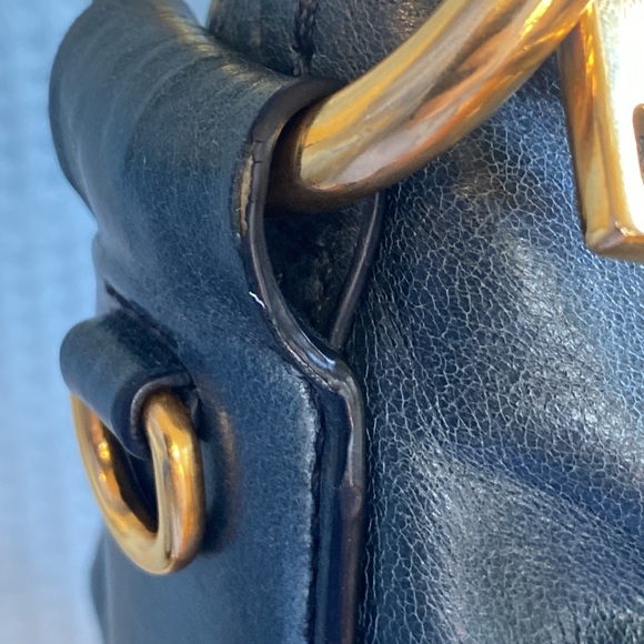 PRADA Large Blue Vitello Shine Leather Hobo - Picture 15 of 17